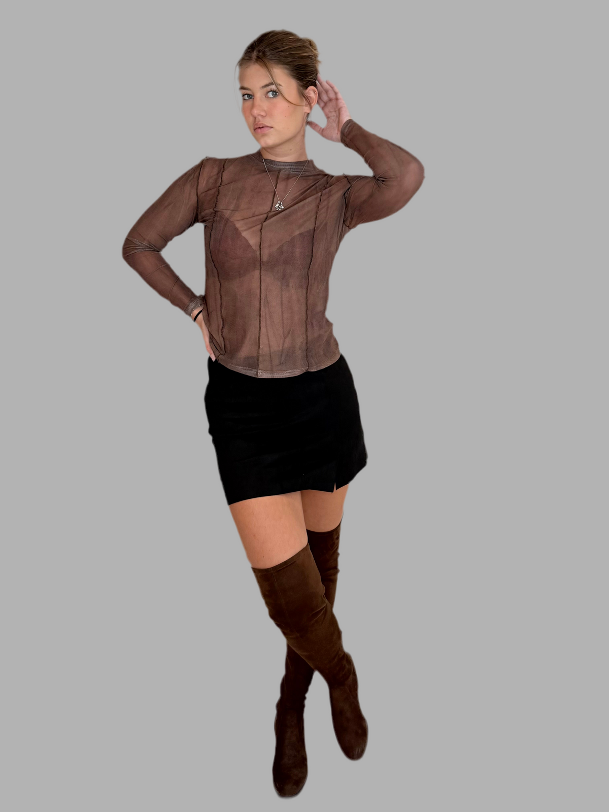 Mini-jupe MIRI aspect daim noir