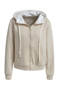 Bild in Galerie laden, SWEAT Hoodie Kapuzenjacke beige mit Streifen