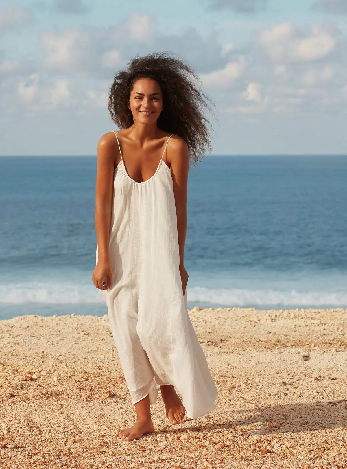 Robe Luciee Amphitrite – robe longue dos nu en coton écru