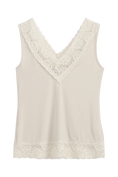 Bild in Galerie laden, Bambus Top Damen VALENTINE mit Spitze – Beige | BYPIAS