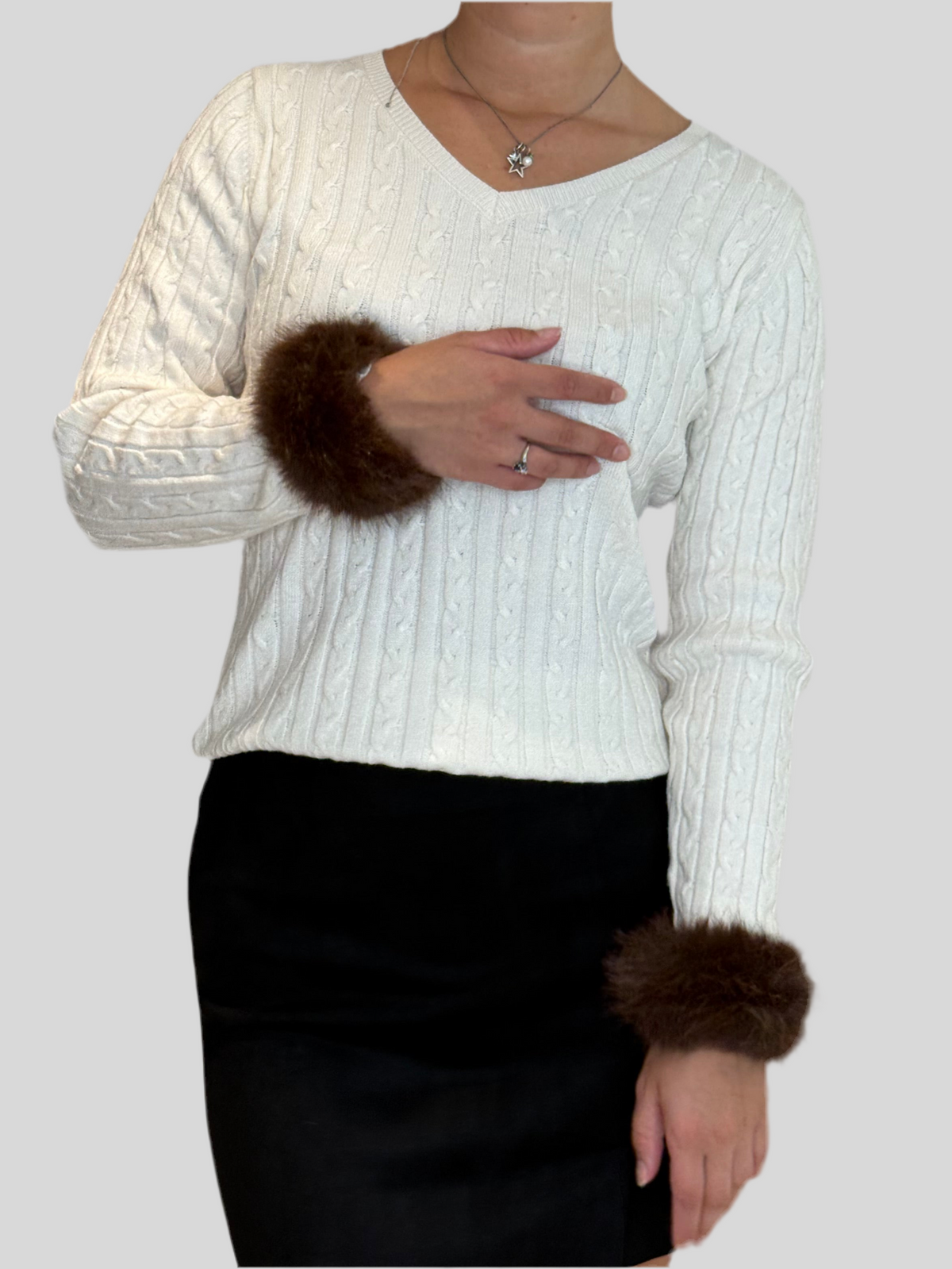 FLUFFY Faux Fur Wrist Warmers one size | brown