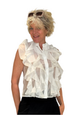 Bild in Galerie laden, KIEL Bluse mit Volant weiß - ärmellos