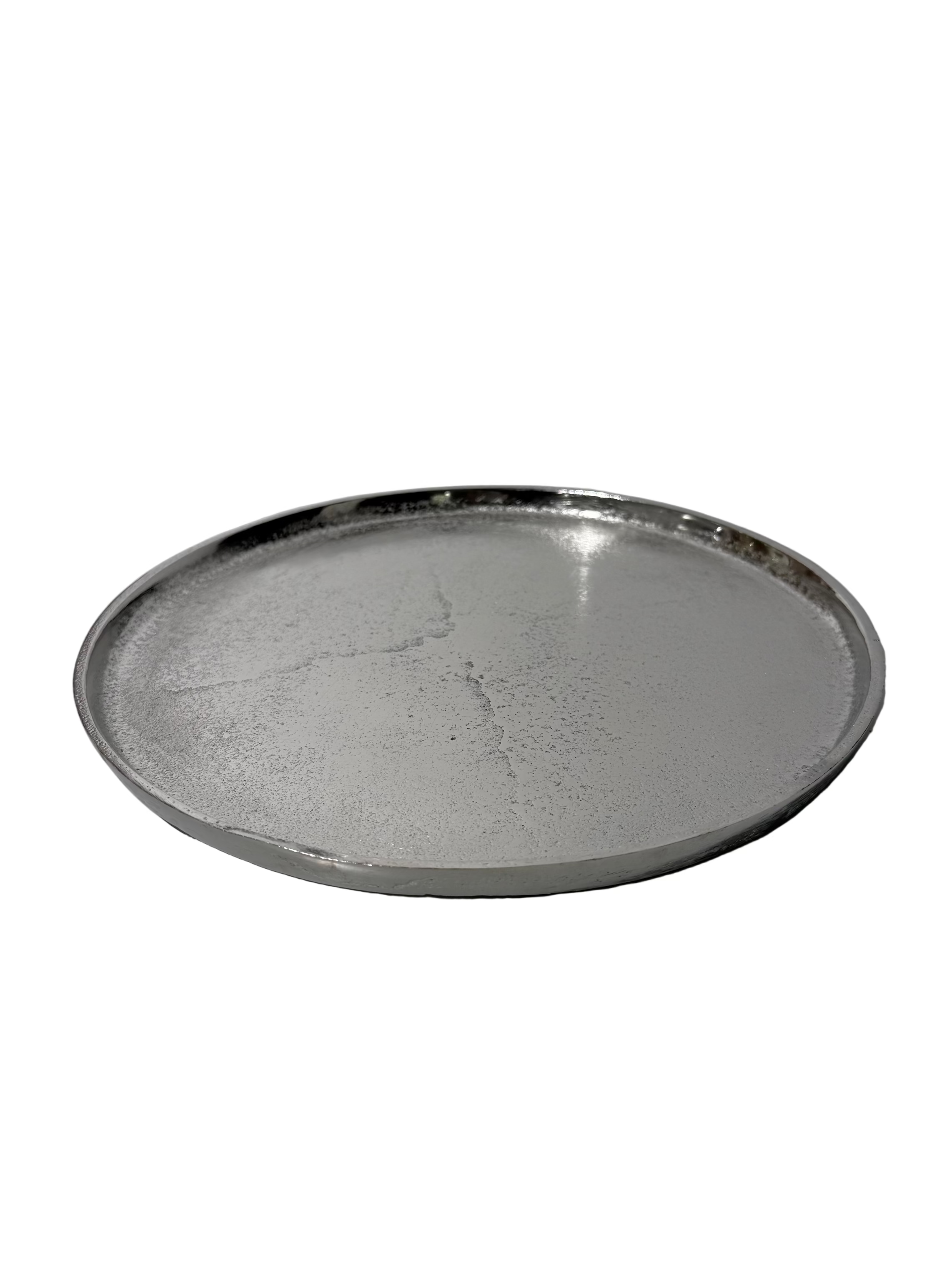 Round silver aluminum plate Ø 25 cm