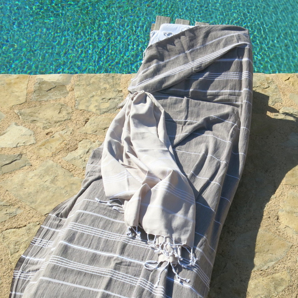 Asciugamano da spiaggia in cotone idrofilo – asciugamano con righe bianche