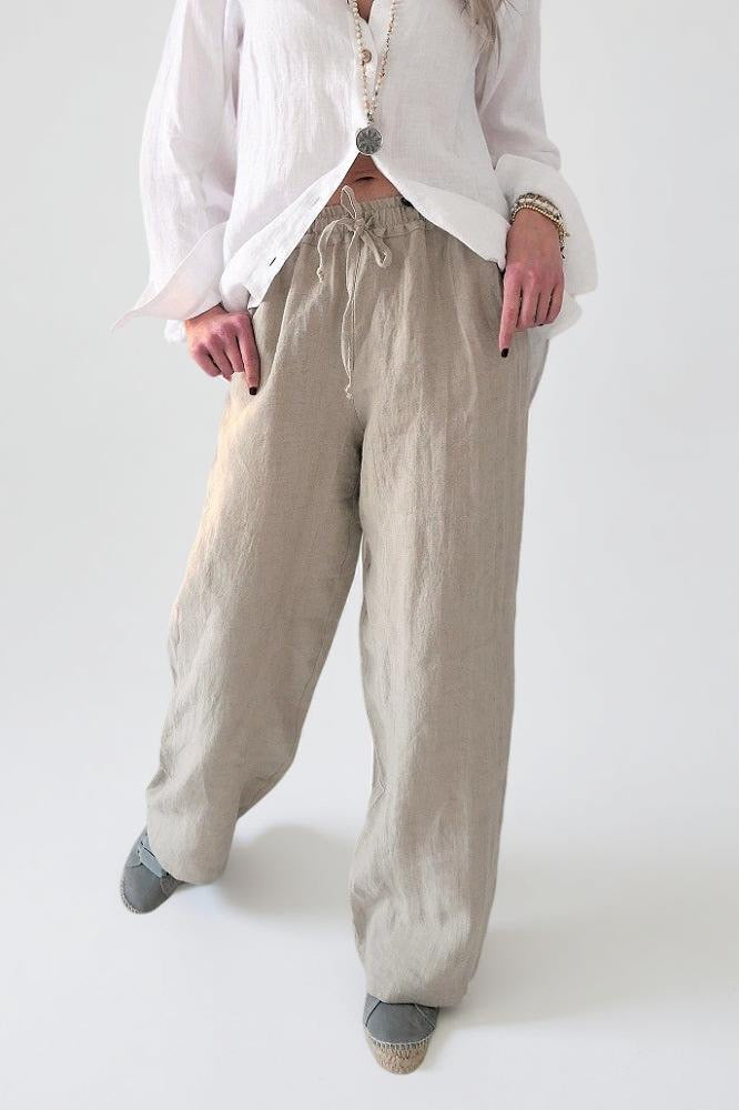SAINT TROPEZ Linen Pants - Natural - EXTRA lengths