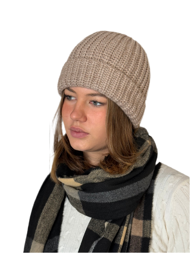 Strickmütze-taupe