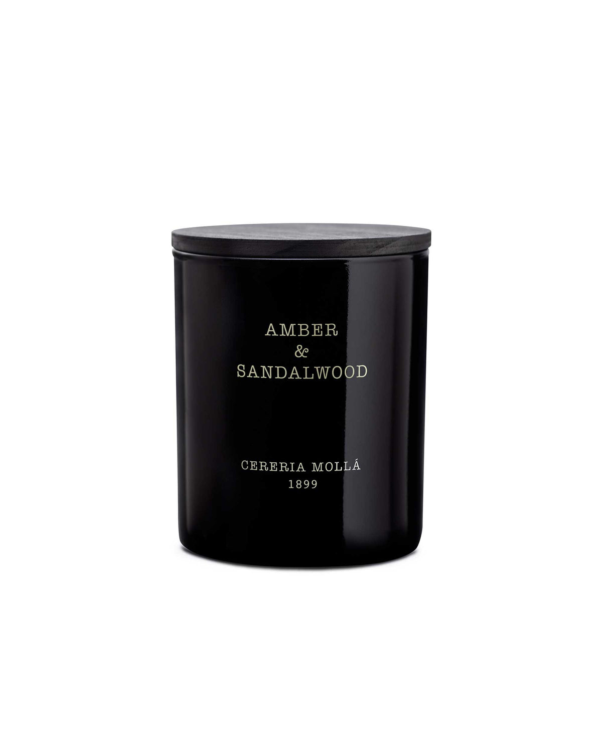 Amber & Sandalwood Duftkerze 230 g von Cereria Mollá im schwarzen Glas