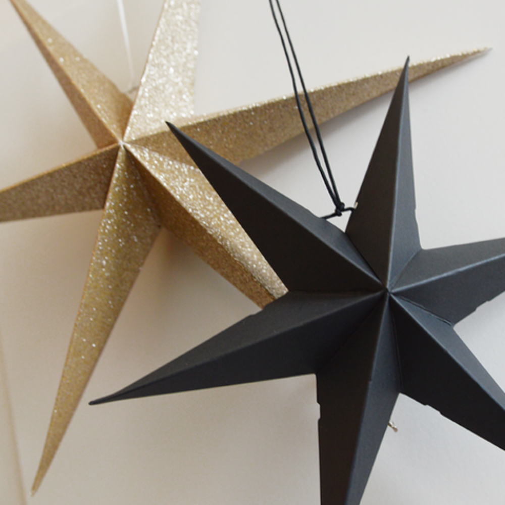 Papiersterne im Set 2 Stück | gold sparkle
