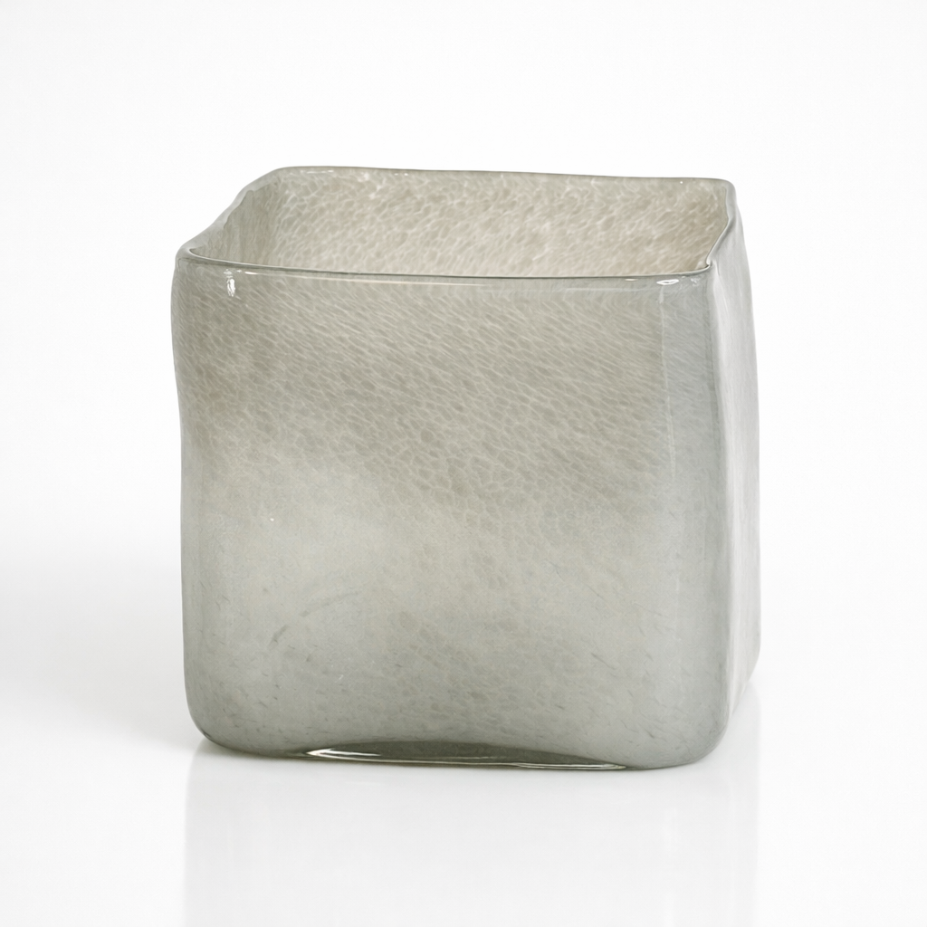 Thick-Walled Glass Vase Sand Grey 16 cm – Vase & Tealight Holder Made of Textured Glass