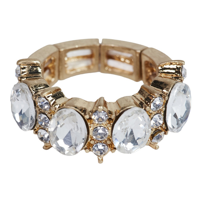 The Moshi Ring Gold mit weissen Steinen elastischer Statement Ring