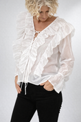 Charger l'image dans la visionneuse de la galerie, Blouse à volant Via Milano HELENA blanche – blouse transparente