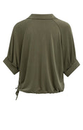 Bild in Galerie laden, YAYA Jersey-Oberteil mit Zierfalten und V-Ausschnitt – Military Green