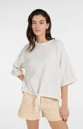 Bild in Galerie laden, YAYA Kurzarm Sweatshirt mit Tunnelzug – Ivory White Melange