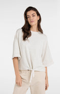 Bild in Galerie laden, YAYA Kurzarm Sweatshirt mit Tunnelzug – Ivory White Melange