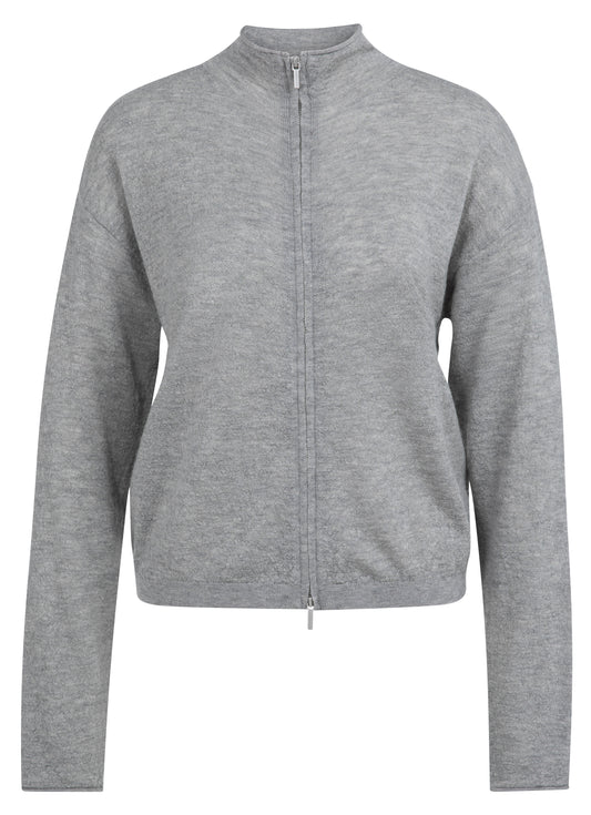 YAYA Cardigan mit hohem Kragen & Reißverschluss - Grau