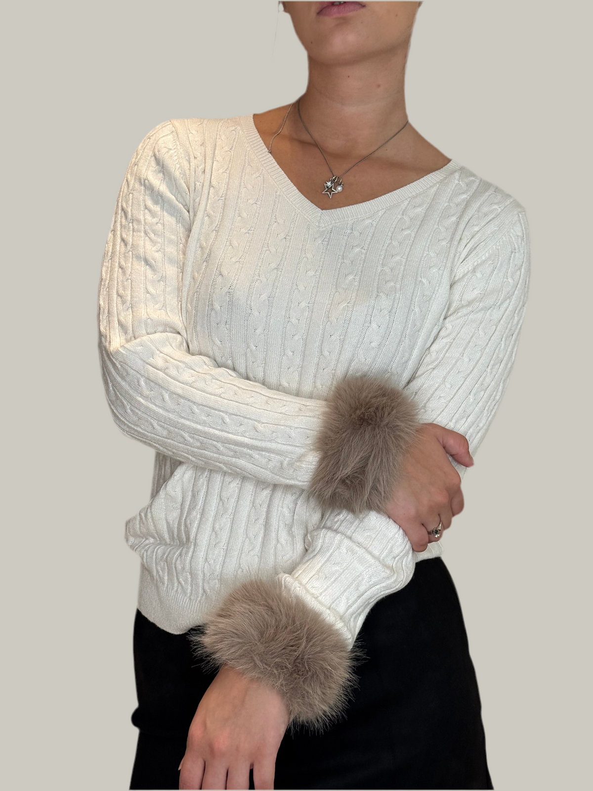 FLUFFY Wrist Warmers Faux Fur one size | taupe