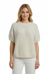 ALESSA - Kurzarm Strickpulli - creme