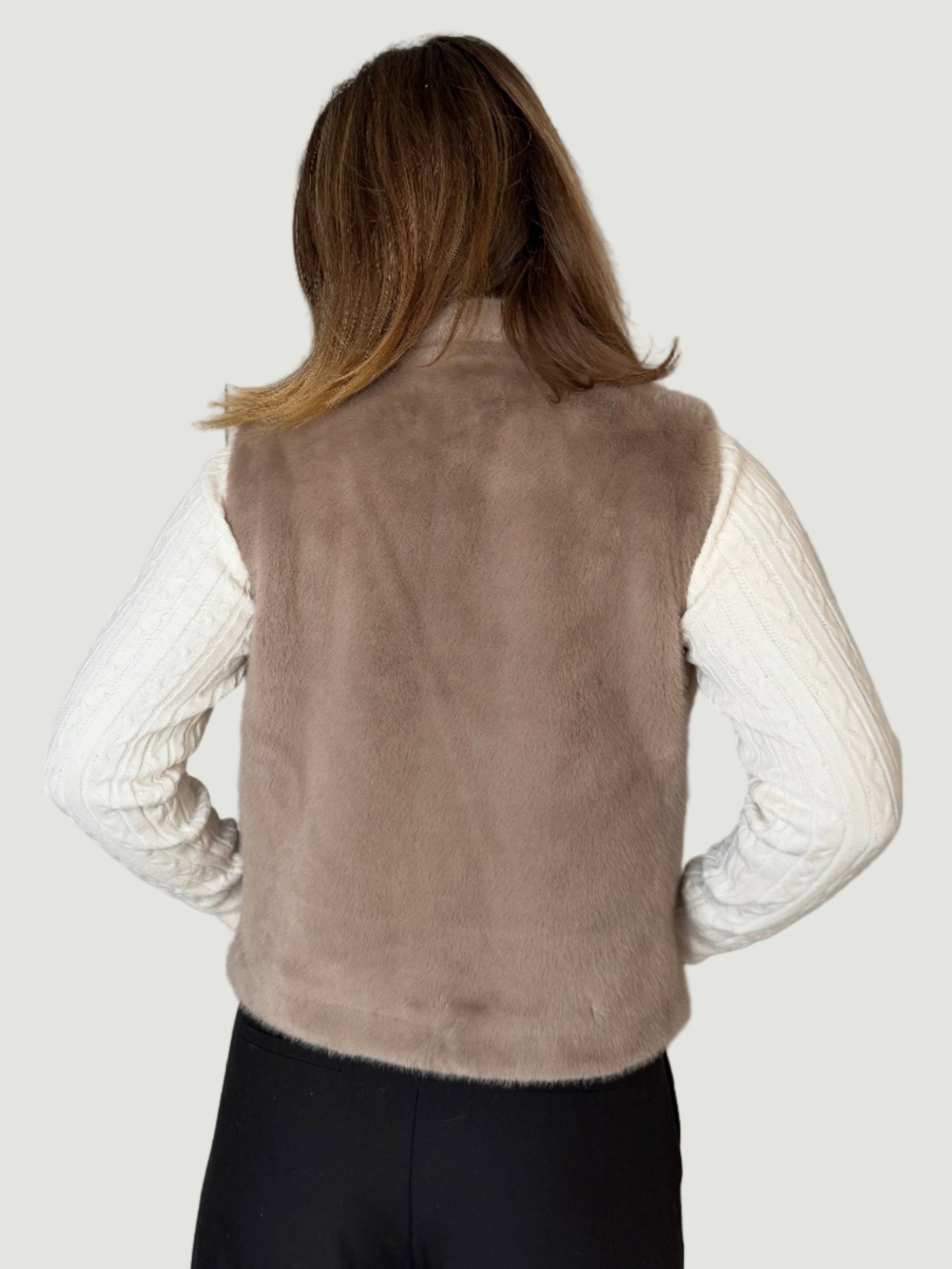 ANGI Fell-Weste Kunstpelz taupe