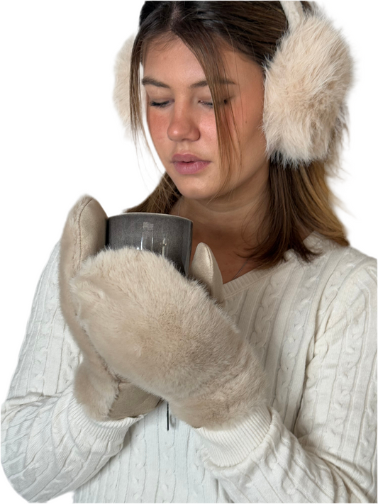 MITTEN ZOE Fäustlinge Kunstpelz beige