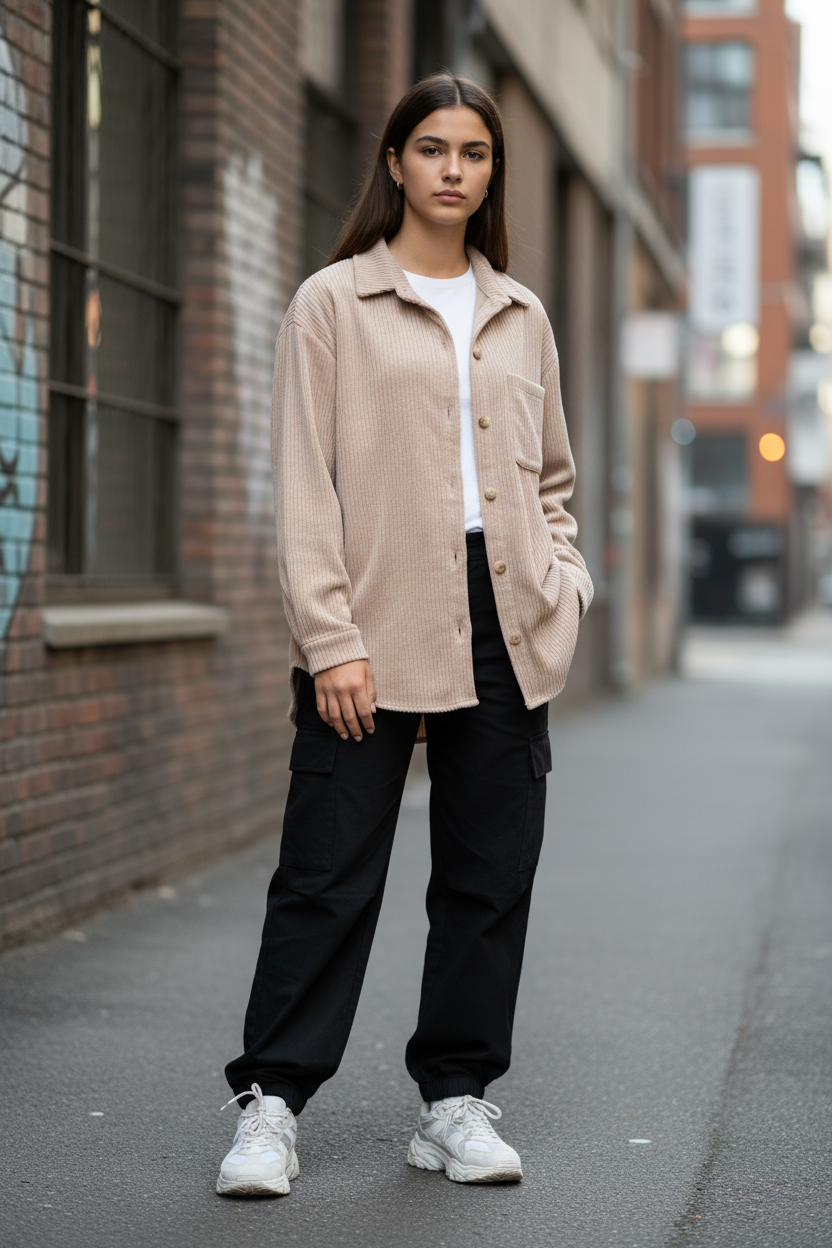 CORDU - Jacke Cord uni beige