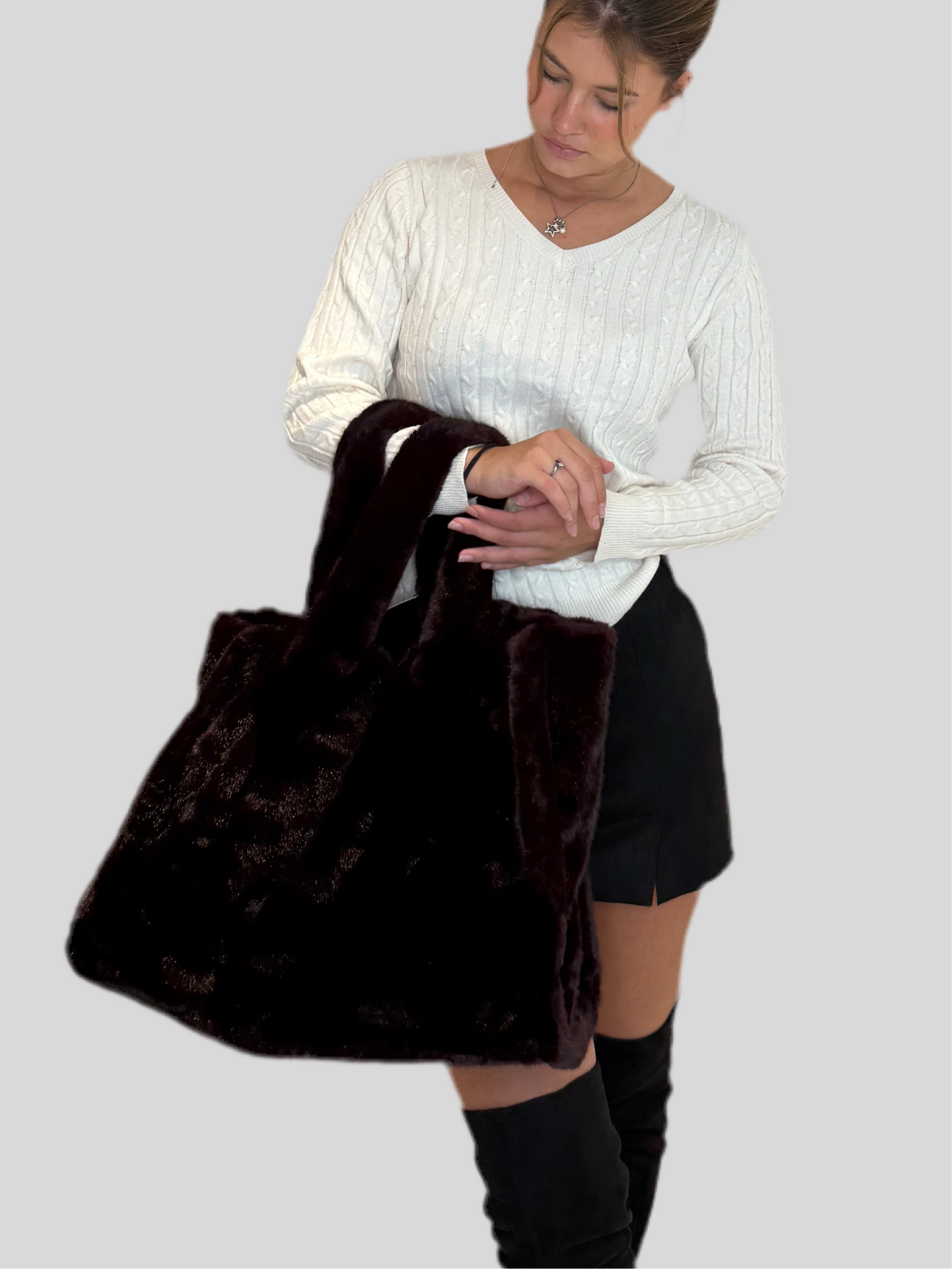 MEGA Felltasche XXL bordeaux Kunstfell