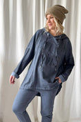 Bild in Galerie laden, ByPias Bohemiana Hoodie – Peace & Love | Denim Blue | One Size
