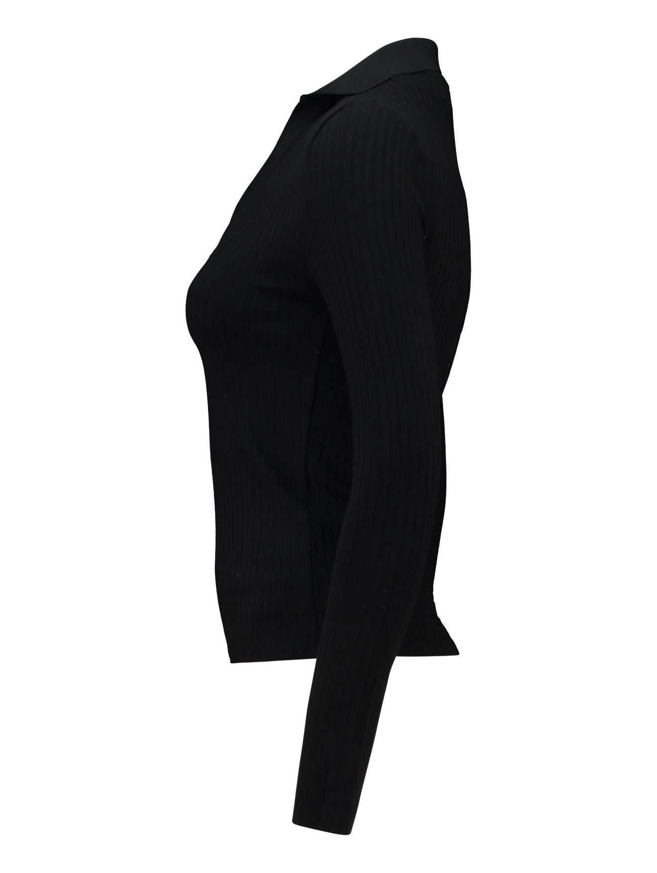 AURORA Feinripp Blusen-Shirt schwarz