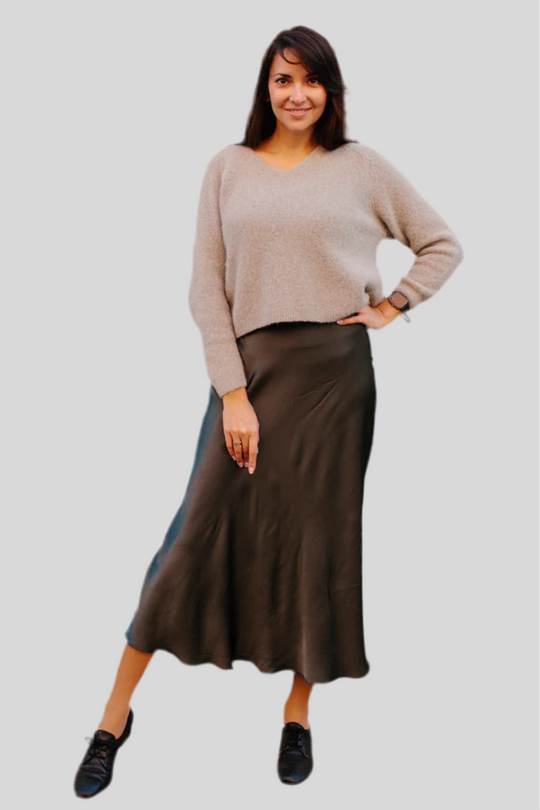 FRANCESCA Maxirock Satin schoko-braun