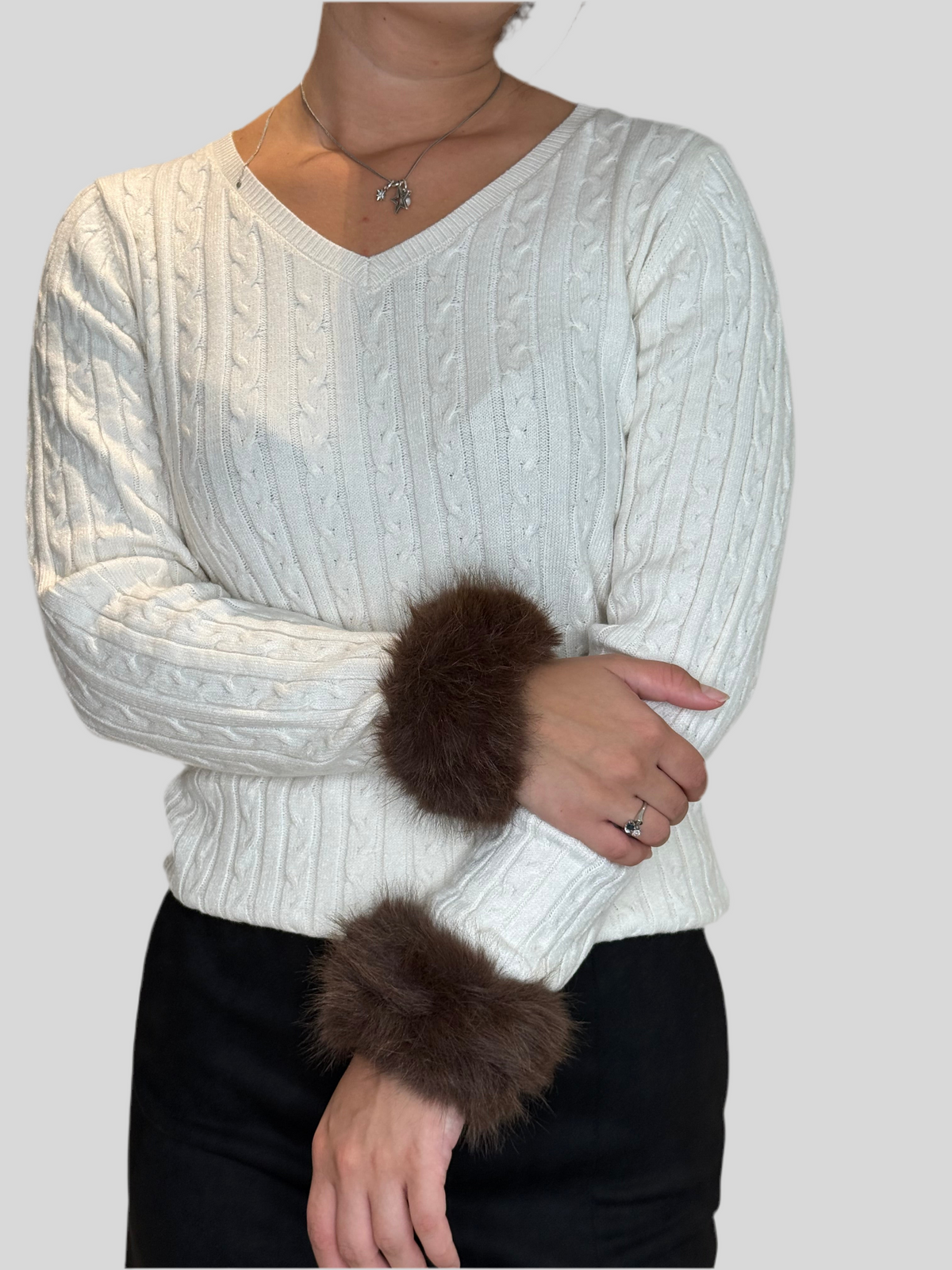 FLUFFY Faux Fur Wrist Warmers one size | brown