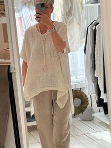 TETRAGONO Shirt - Exklusives Naturleinen in Off White für einen einzigartigen Look