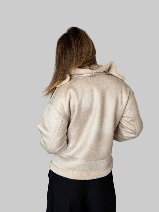 BEAR Kunstleder-Fell Jacke beige