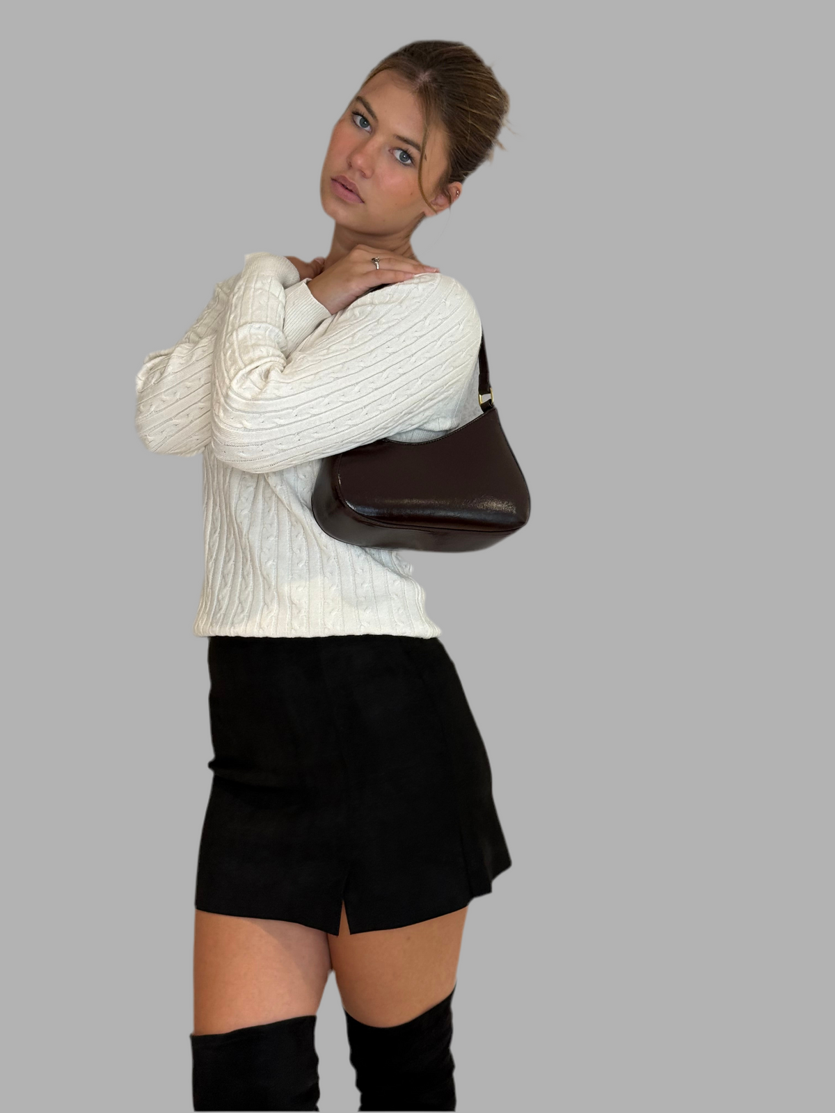 Mini-jupe MIRI aspect daim noir