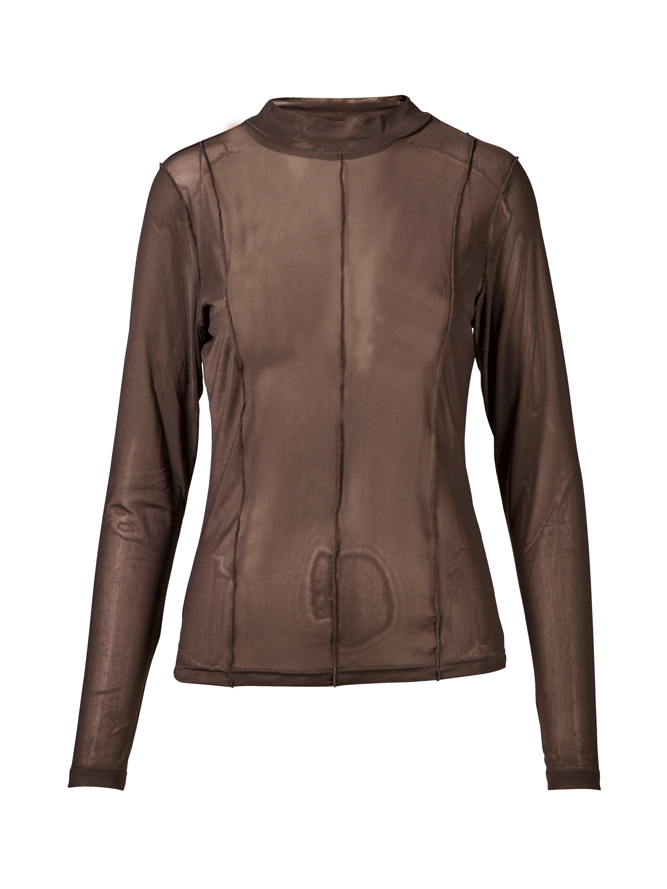 AGNETA semi-transparentes Langarmshirt braun