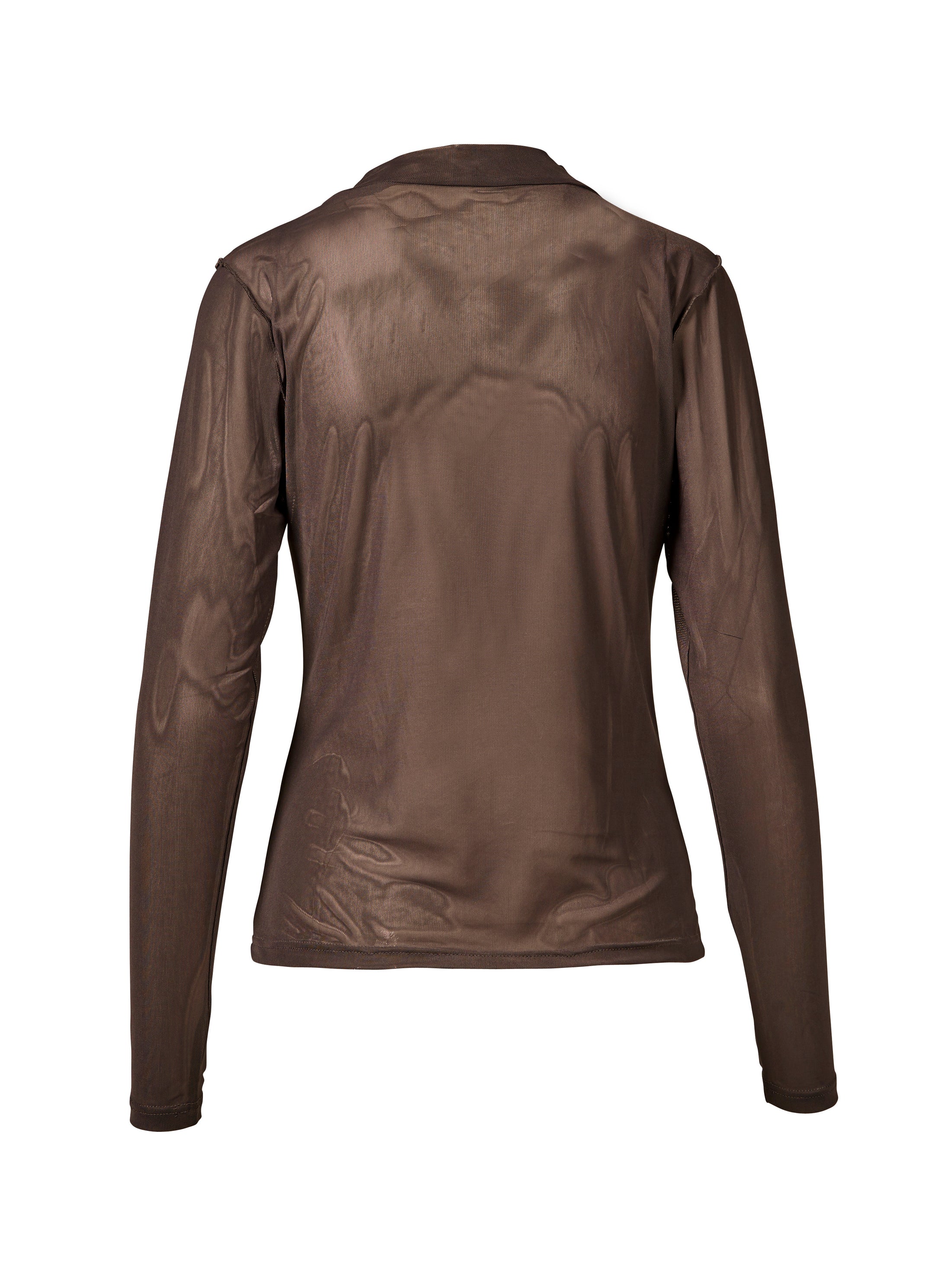 AGNETA semi-transparentes Langarmshirt braun