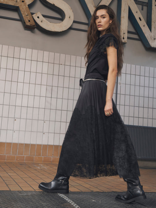 ALEC Spitzen-Rock Maxirock schwarz