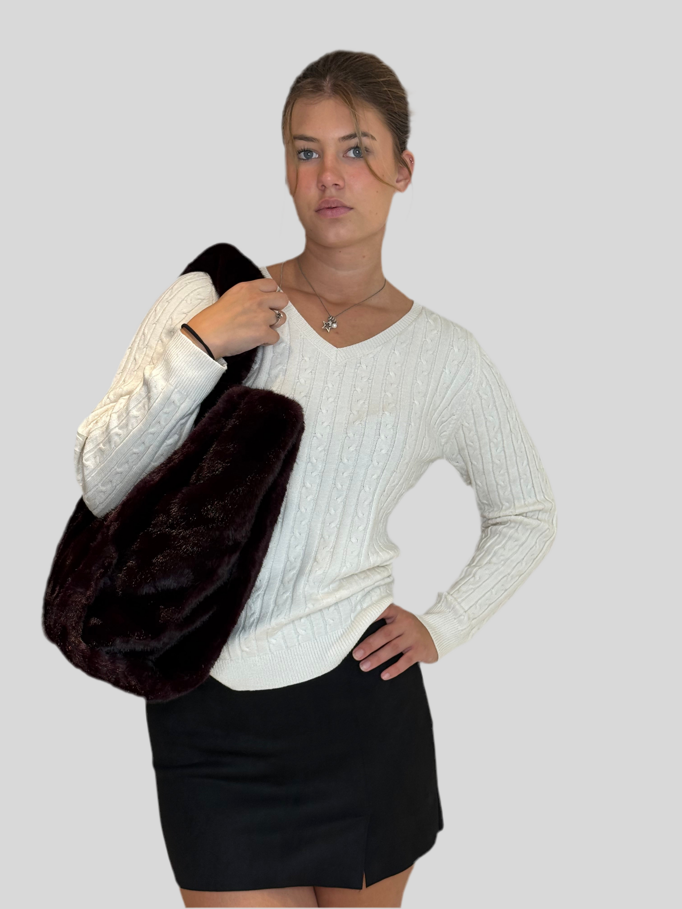 MEGA Felltasche XXL bordeaux Kunstfell