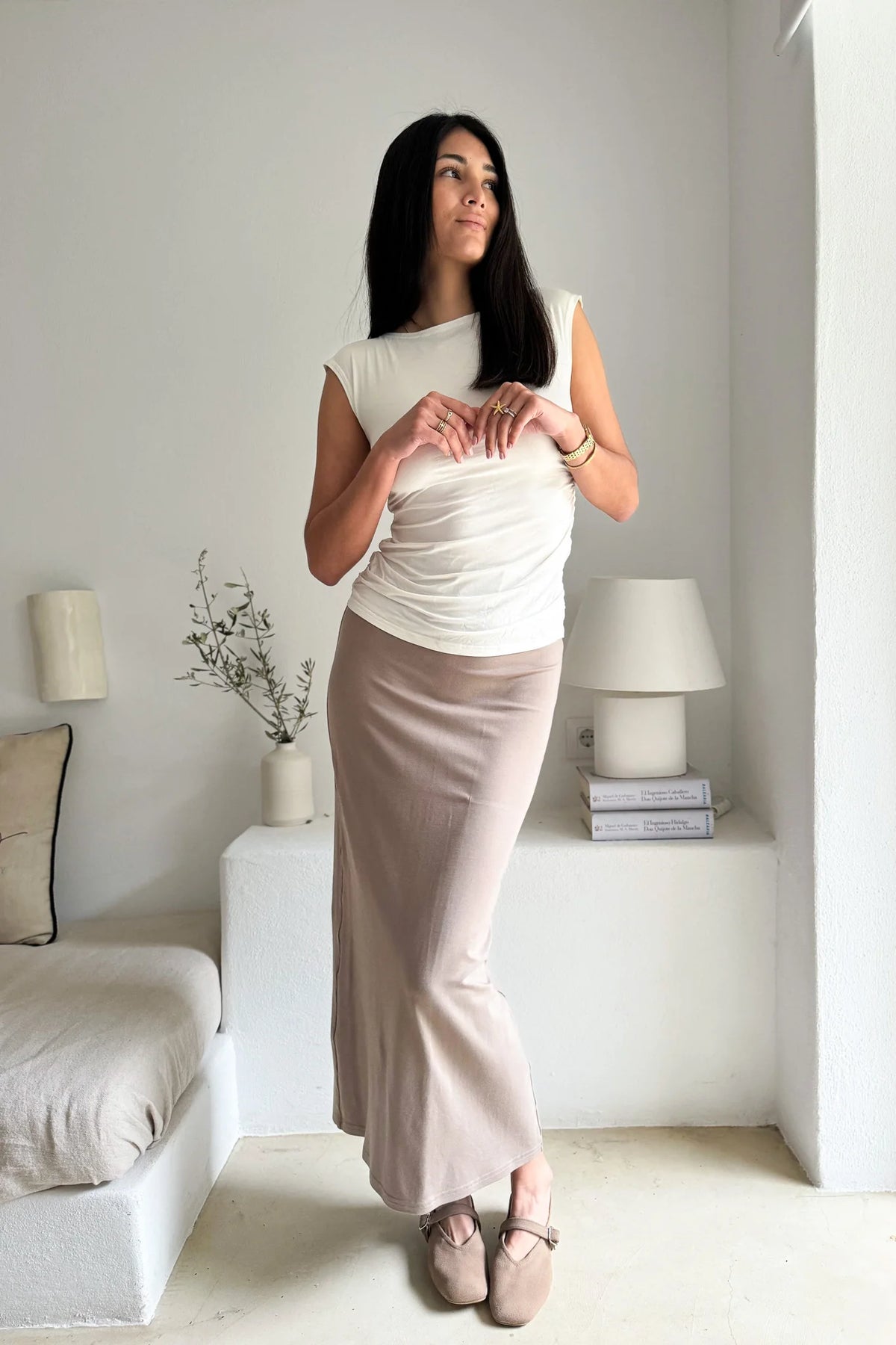 Ärmelloses Bambus Shirt Damen ALORA – Weiß | BYPIAS