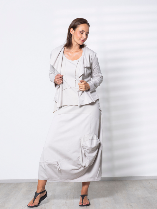 ANASTASIA Jersey Ballonrock Maxi – Sand