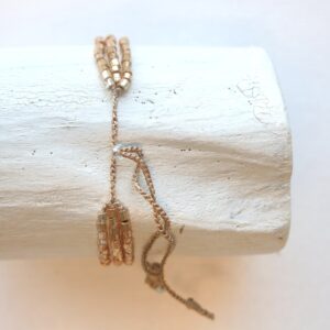 CLARISSE - Bracelet triple perles taillées - or