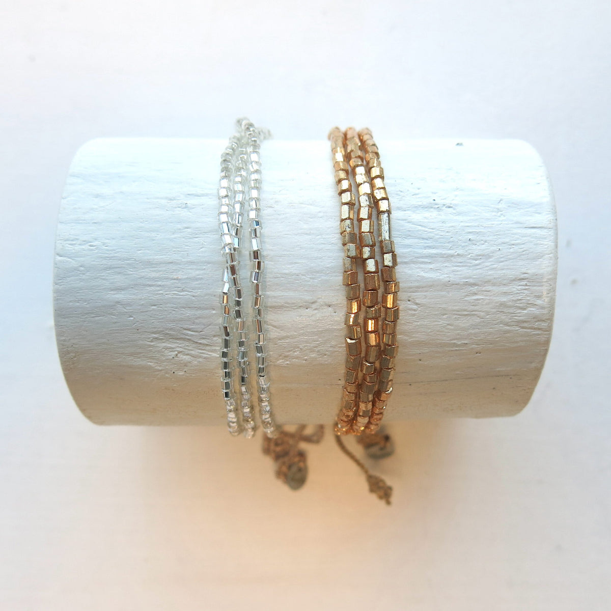 CLARISSE - cut beads triple bracelet - silver