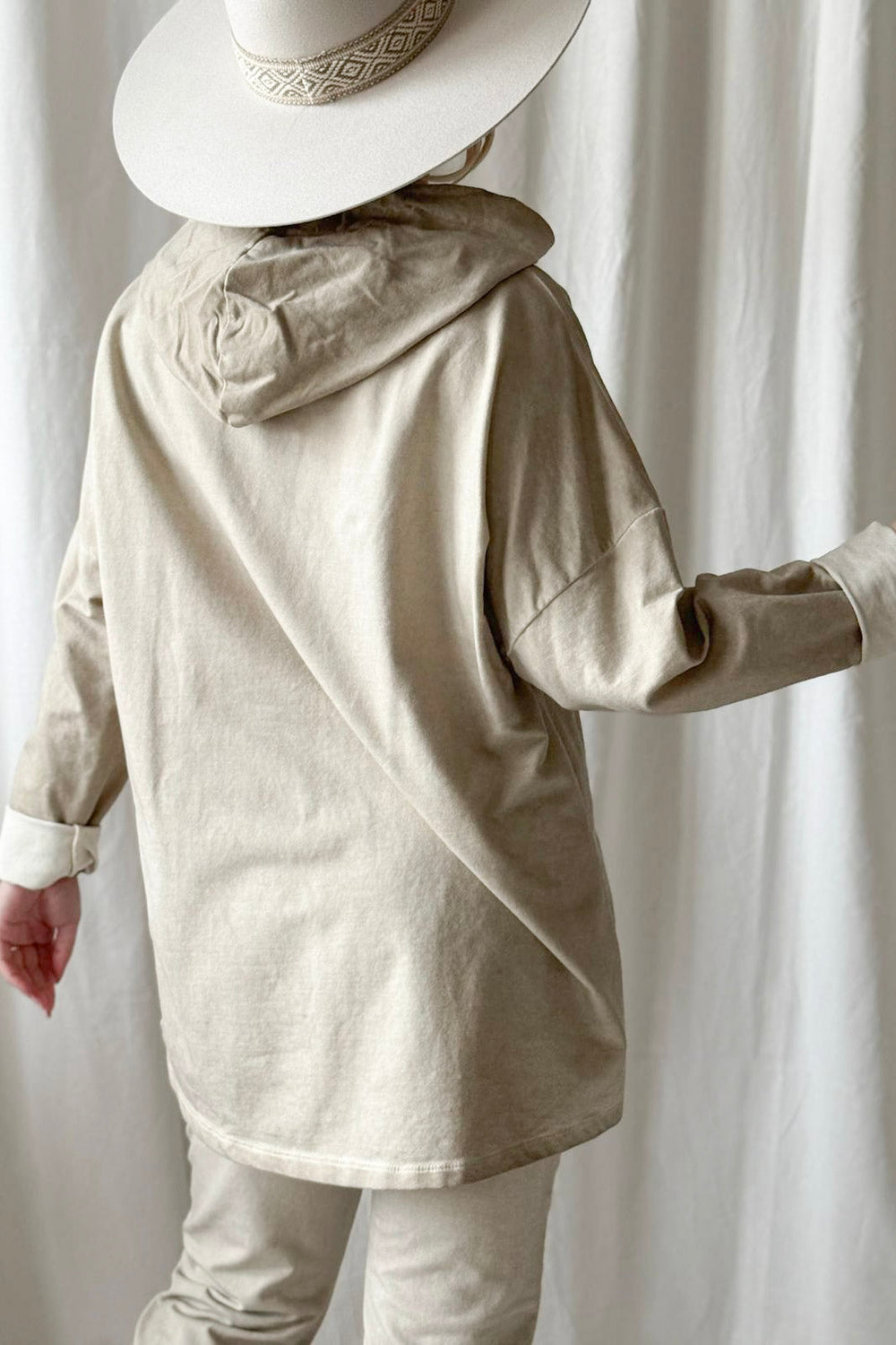 ByPias Bohemian Longshirt mit Print – Vintage Wash Beige | One Size