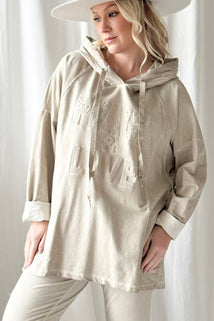 ByPias Bohemiana Hoodie – Peace & Love | Beige | One Size