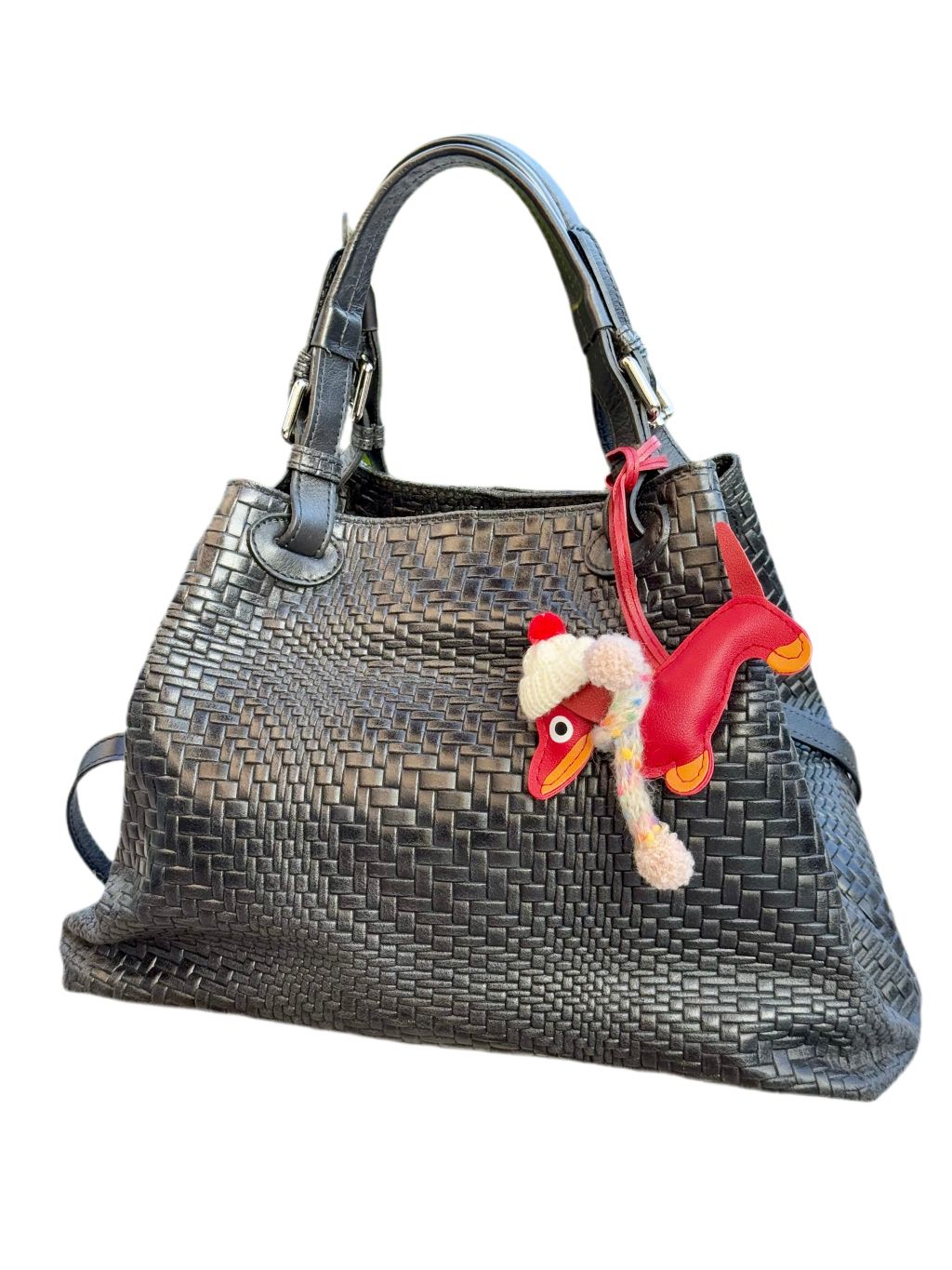 Bag Charm CHARLY Dachshund with Hat and Scarf - Red
