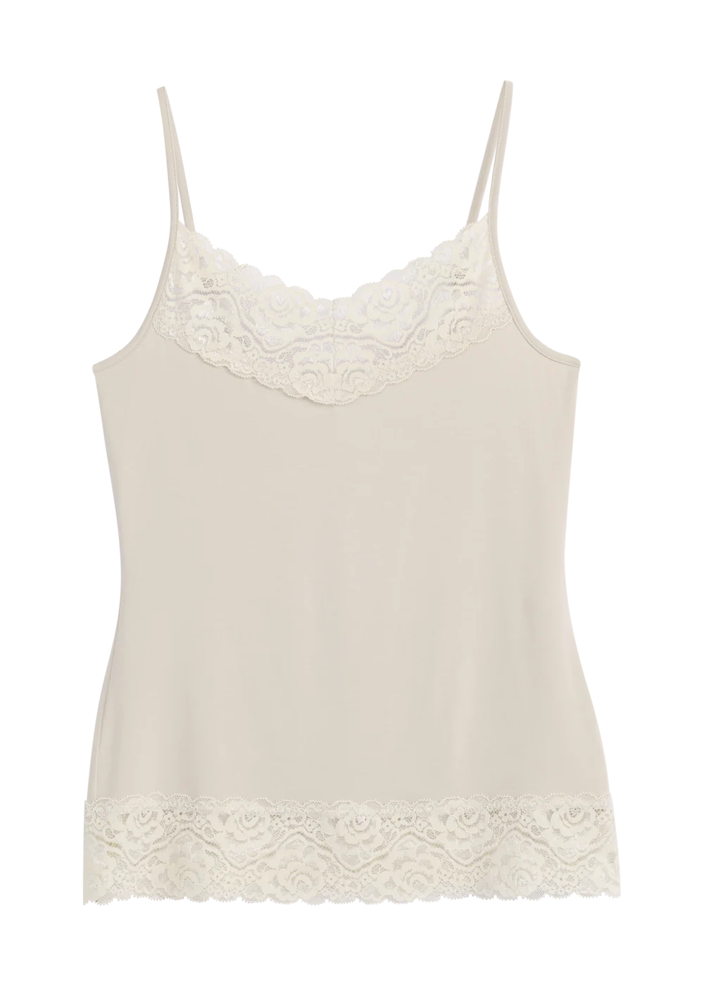 Bamboo Lace JOLINE Top mit Spitze - beige