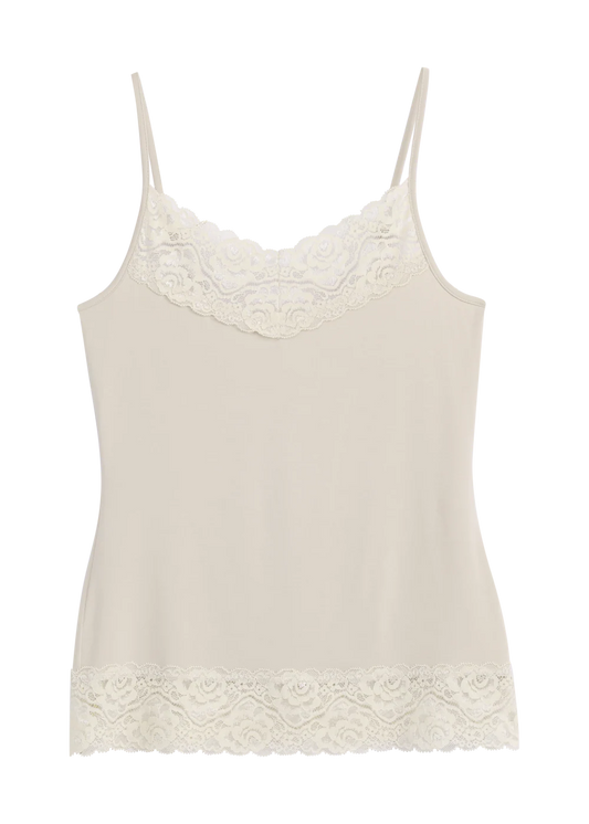 Bamboo Lace JOLINE Top mit Spitze - beige