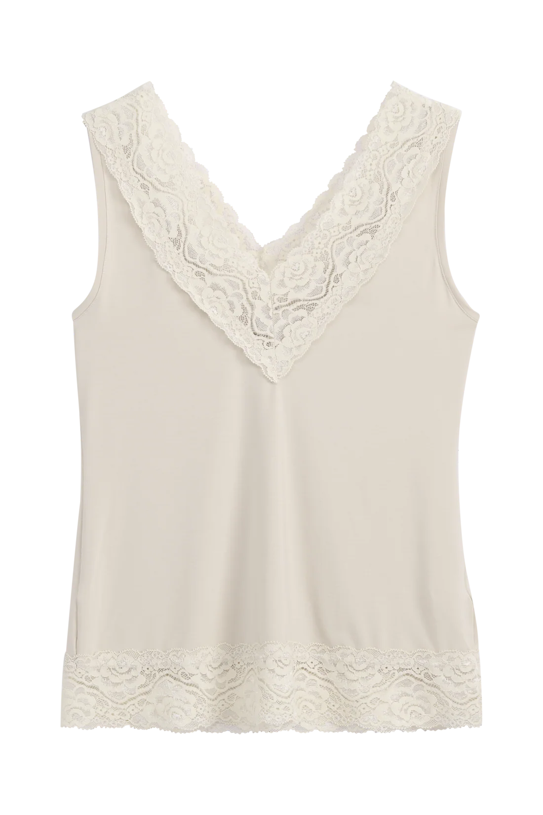 Bambus Top Damen VALENTINE mit Spitze – Beige | BYPIAS