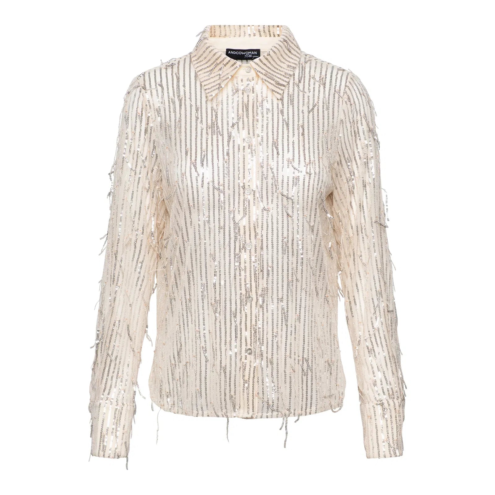 Barcelona Pailletten Bluse creme / silber