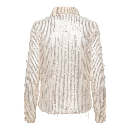 Barcelona Pailletten Bluse creme / silber
