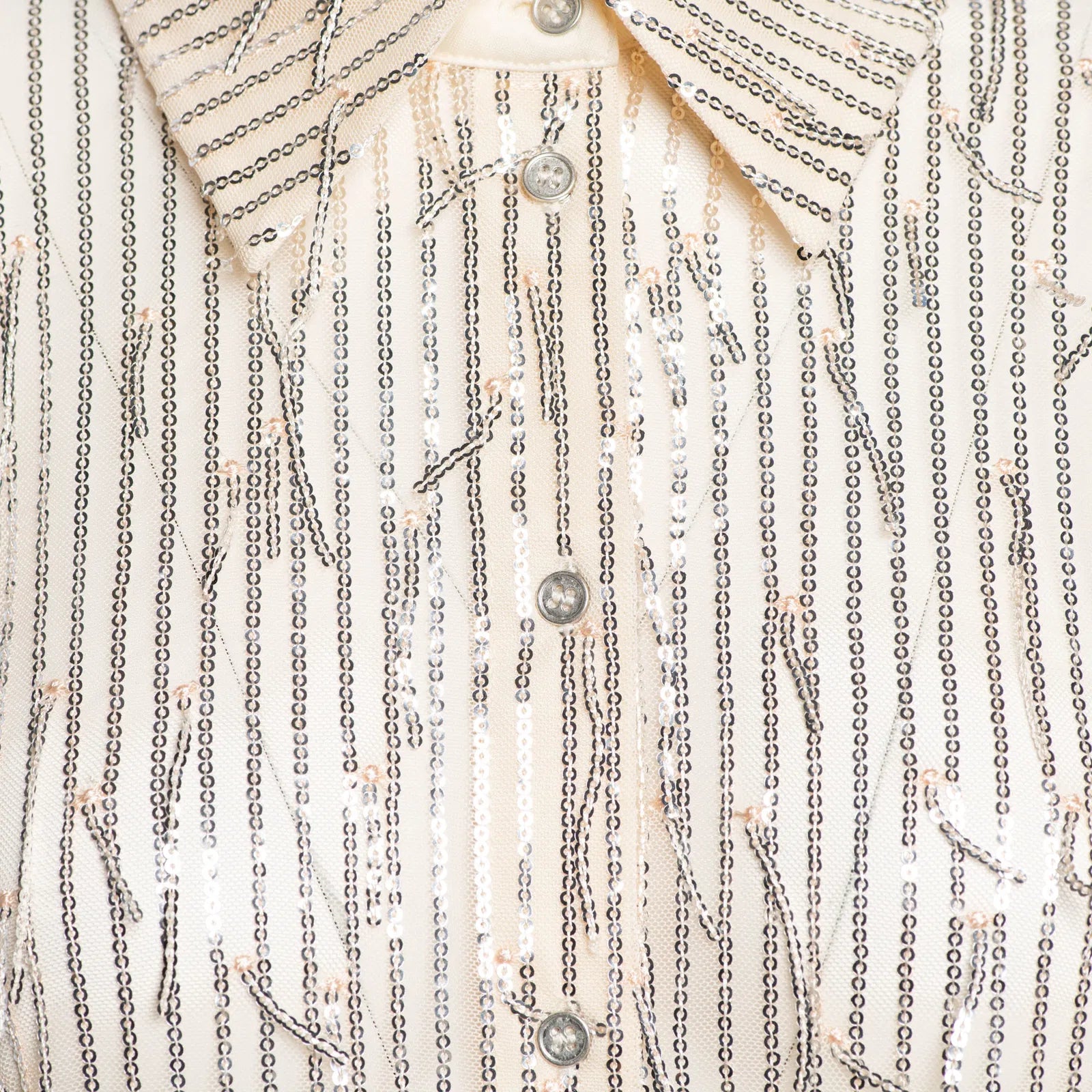 Barcelona Pailletten Bluse creme / silber