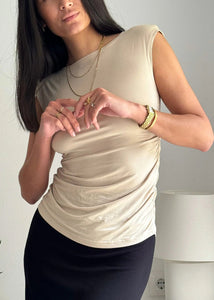 Ärmelloses Bambus Shirt Damen ALORA – Beige | BYPIAS